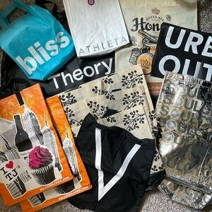 Reusable Bags-Theory, Soul Cycle, Bliss, Urban Outfitters, Athleta, V Mag., etc